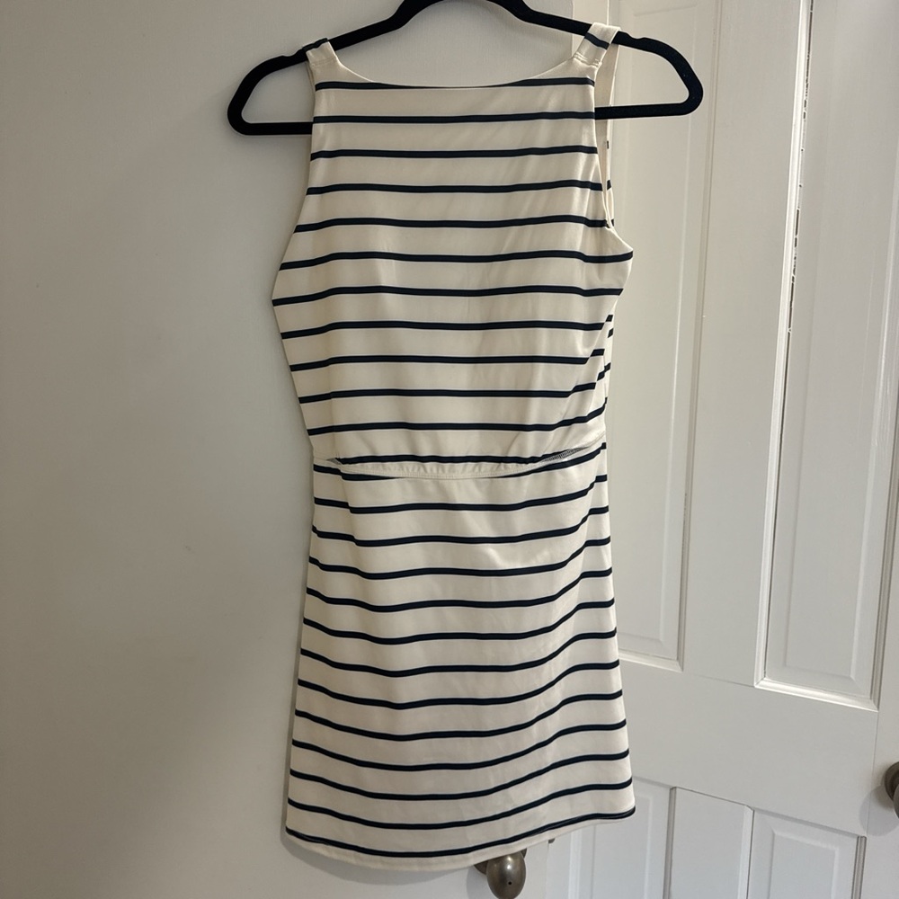 All in Motion Navy and White Striped Mini Dress